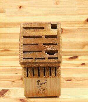 Emeril Wusthof Knife Block Wood Wooden Storage Holder 17 Slot Countertop Oak